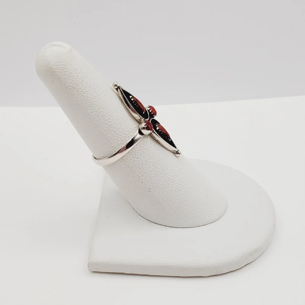 Santa Fe Style Plum Coral Ring in Sterling Silver 1.25 ctw - Picture 6 of 8
